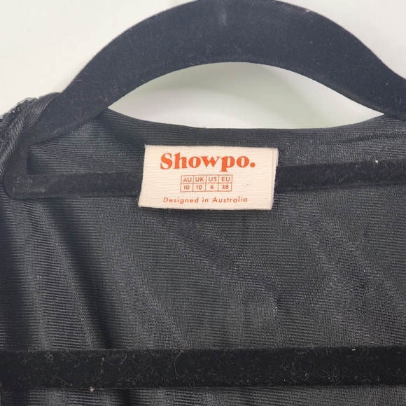 Showpo. black sequin crop jacket top tie front Size 10 - Picture 6 of 13